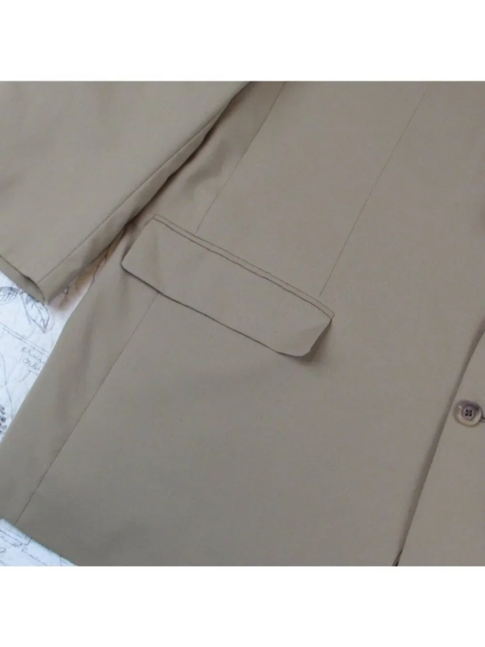 BURBERRY LONDON Beige 100% light weight Wool Mens Blazer Sport Coat Jacket 46 R